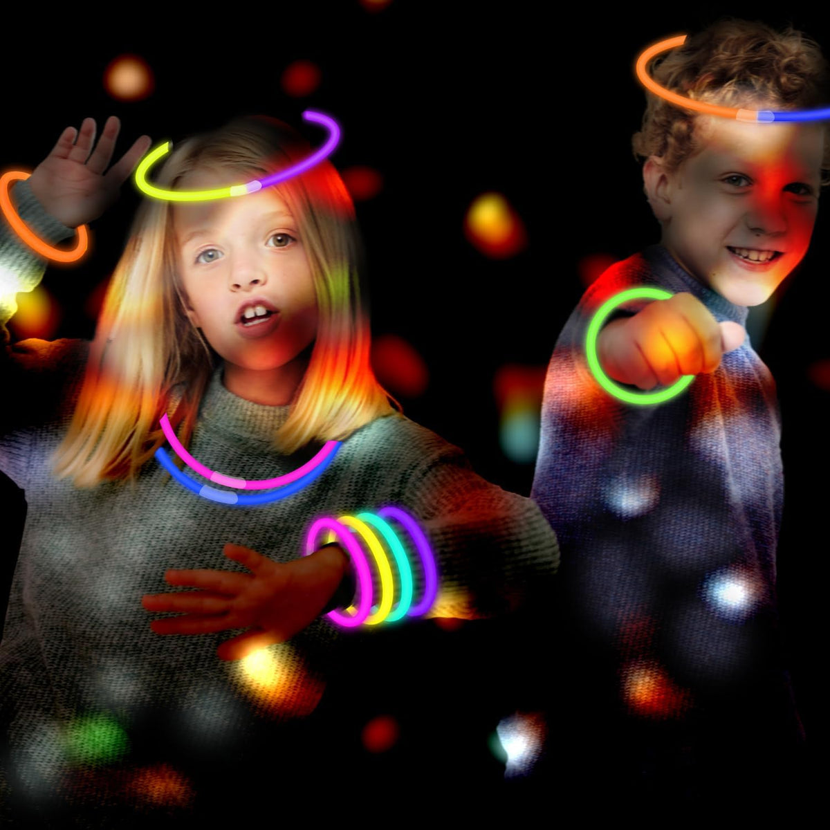 Halloween Glow Sticks Party Pack 8"-50, Light up Bracelets & Necklaces Accessories for Kids, Neon