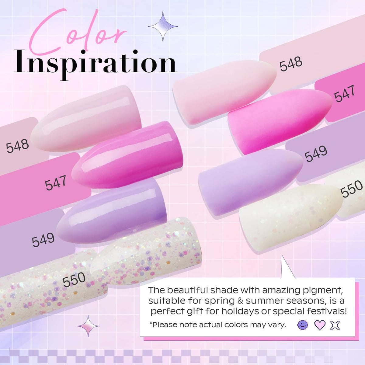 AZUREBEAUTY Dip Powder Nail Kit Starter, Pastel Lavender Pink Glitter, 4 Colors Spring Summer