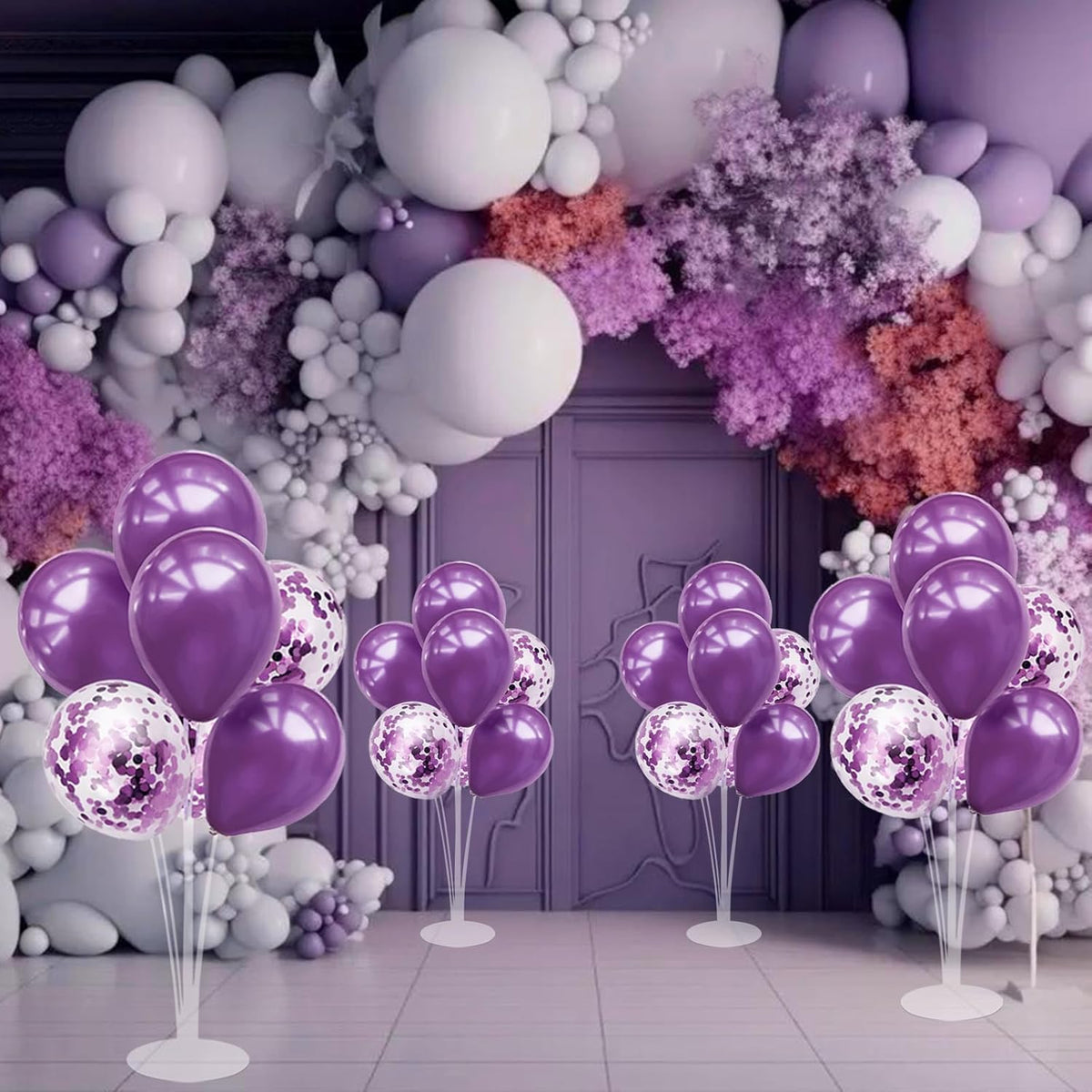 Purple Balloon Stand Centerpiece Table Decorations for Birthday Bridal Shower Wedding Engagement
