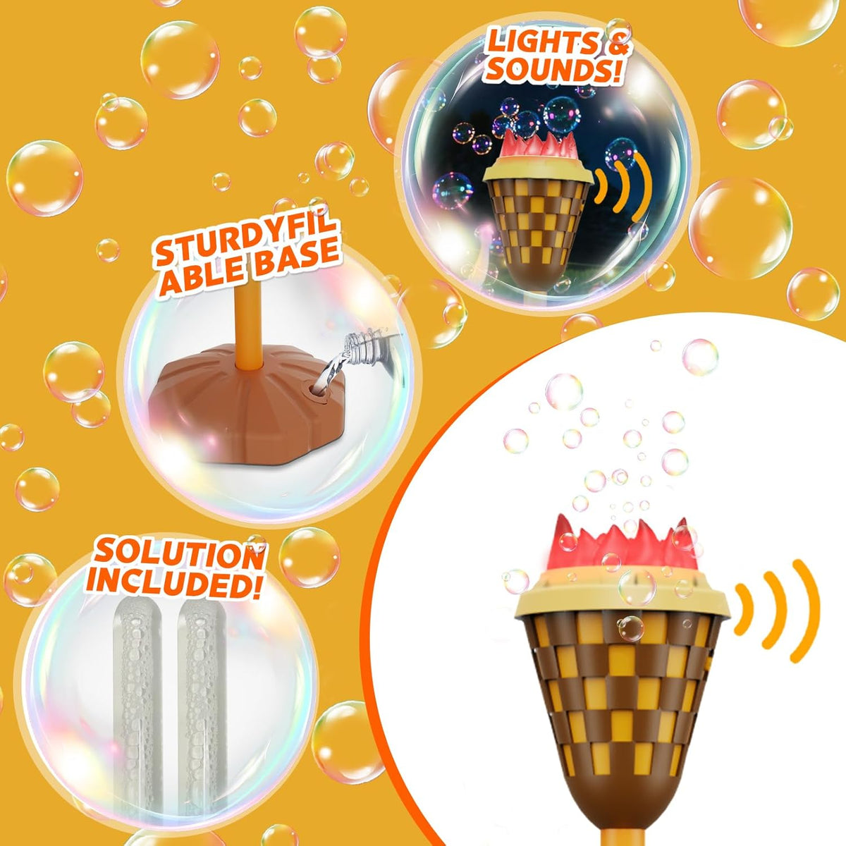 Bubble Machine for Kids, Garden Lamp Bubble Toy with Colorful Lighting and Music for Toddlers