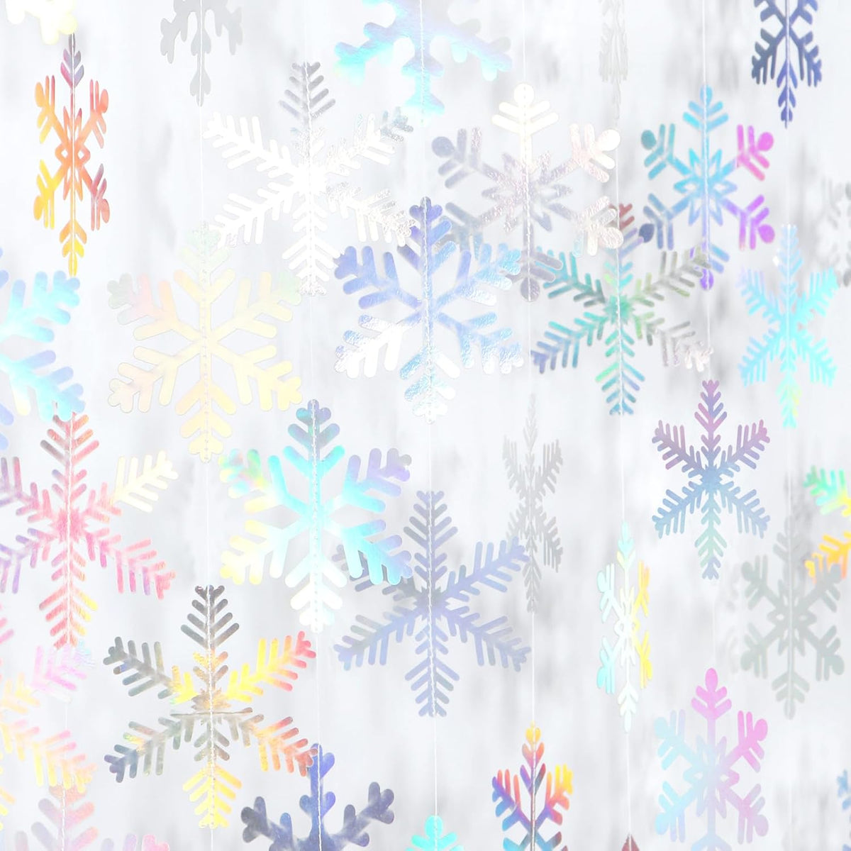 Iridescent-Holographic Snowflake-Snow Christmas Party-Decorations Garland - 6pcs Winter Girl Frozen