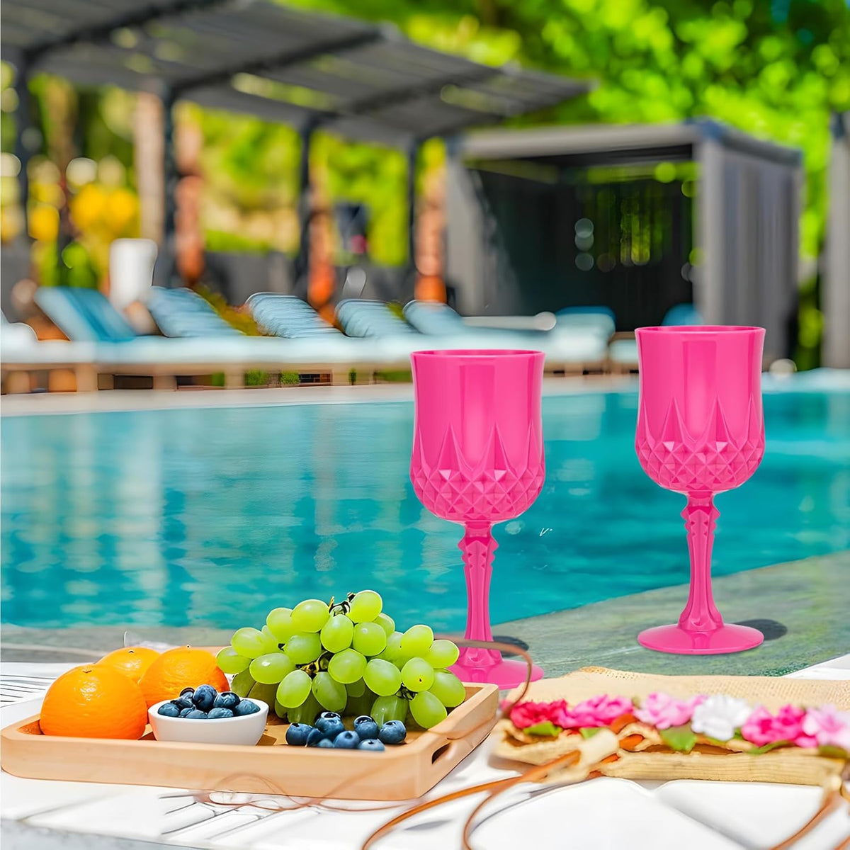 Plastic Vintage Wine Glasses 7OZ Plastic Goblets Vintage Drinking Glasses 12PCS Retro Wedding