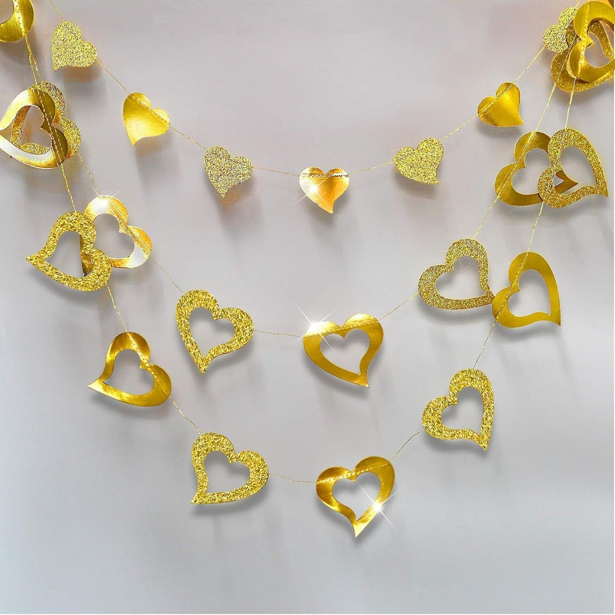 Cheerland Gold Heart Garland Romantic Decorations Paper Streamers Hanging for Mother’s Day Best Mom