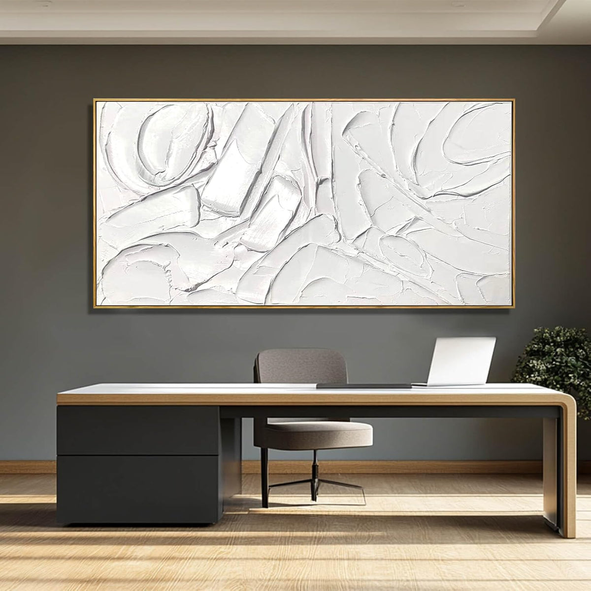 Abstract Oil Painting Artwork Framed Canvas Art Maximalist Decor 24"x48" Modern Painting Wall Art