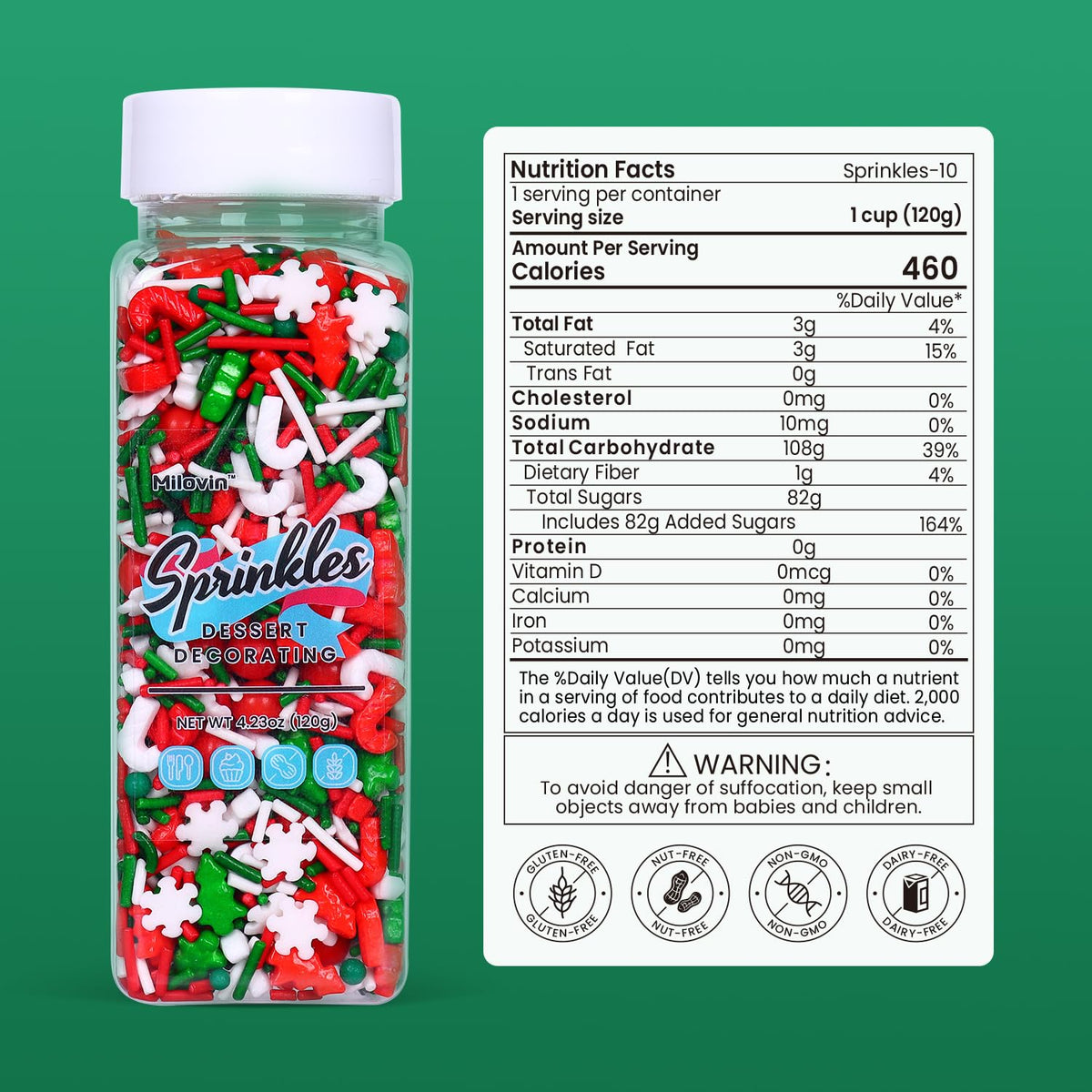 Edible Christmas Sprinkles for Cookies, Red and Green Sprinkle, Christmas Jimmies Sprinkles, Tree