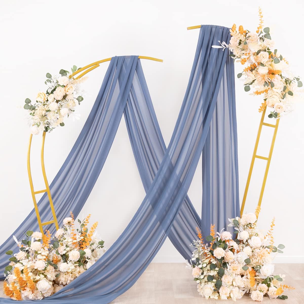 Socomi Wedding Arch Draping Fabric 1 Panel 29" x 19Ft Dusty Blue Sheer Chiffon Curtain Drapes 6