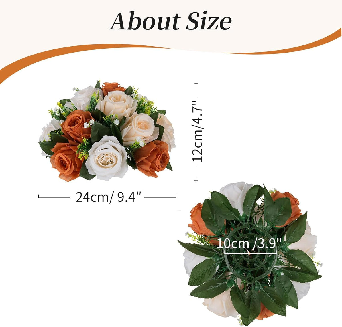 BLOSMON Flower Balls for Centerpieces Decoration: 2 Pcs Terracotta Artificial Rose Kissing Balls