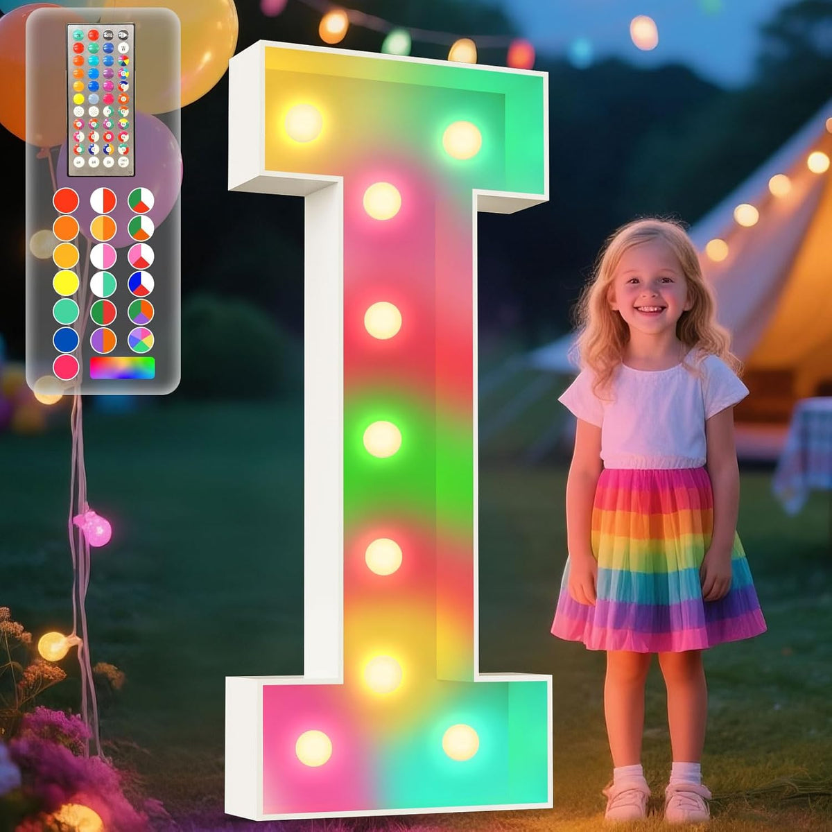 Ledido 4FT Marquee Light Up Letters, 34 Colors Changing Marquee Letter 4 Feet Tall with Remote, Big