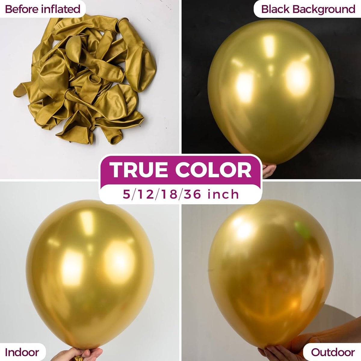 Bezente Metallic Gold Balloons 18 Inch - 30 Pack Large Thick Gold Balloons Big Round Chrome Gold