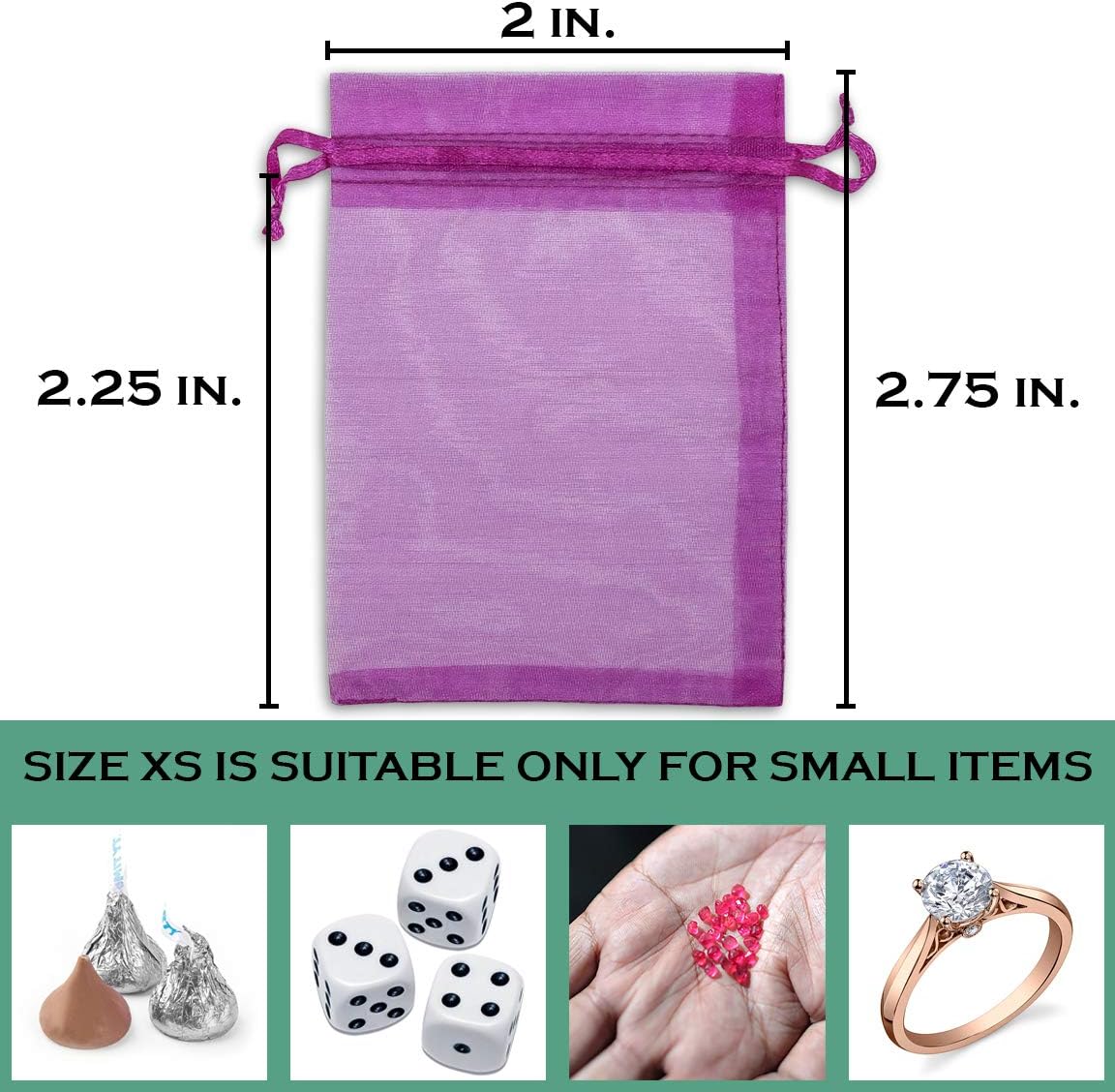 TheDisplayGuys 48-Pack 2" x 2-3/4" Hot Pink Sheer Organza Gift Bags with Drawstring, Jewelry Candy