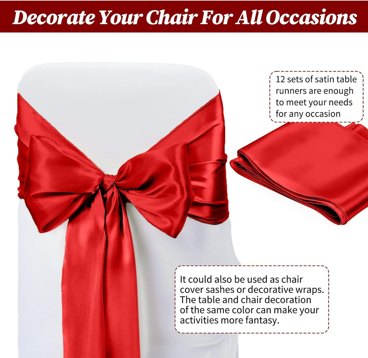 12 Pack Red Satin Table Runner,12 x 108 inch Long Premium Smooth Table Runner for Wedding