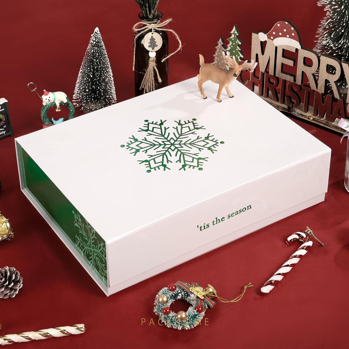 PACKHOME 6 Christmas Gift Boxes 13x9.7x3.4 Inches, Large Gift Boxes with Lids, Sturdy Shirt Boxes