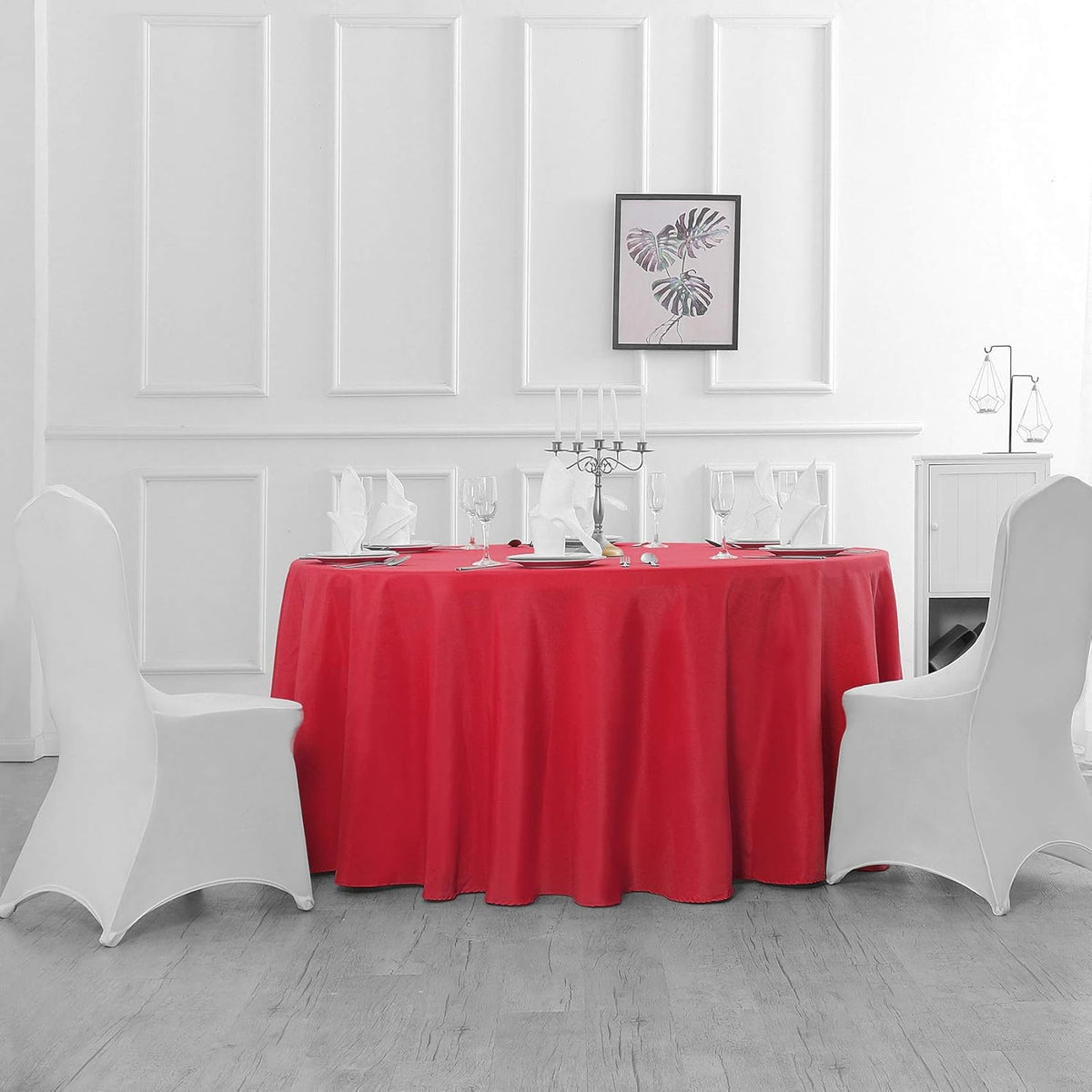 Cupuamon 108 inch Round Tablecloth Washable Polyester Table Cloth Decorative Table Cover for