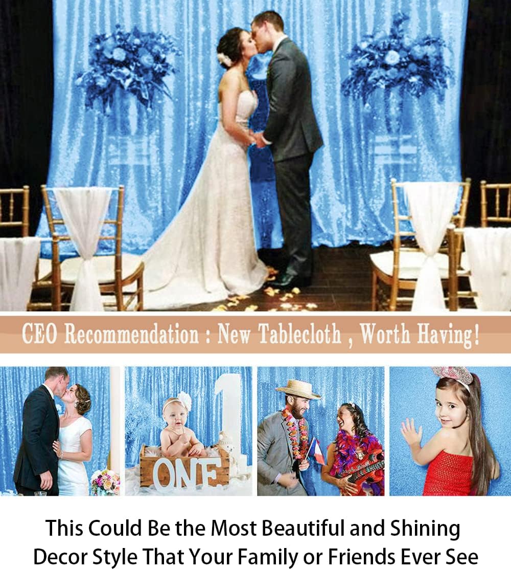 ShinyBeauty 10FTx10FT Baby Blue Sequin Backdrop | Sparkle Photo Background for Wedding & Baby
