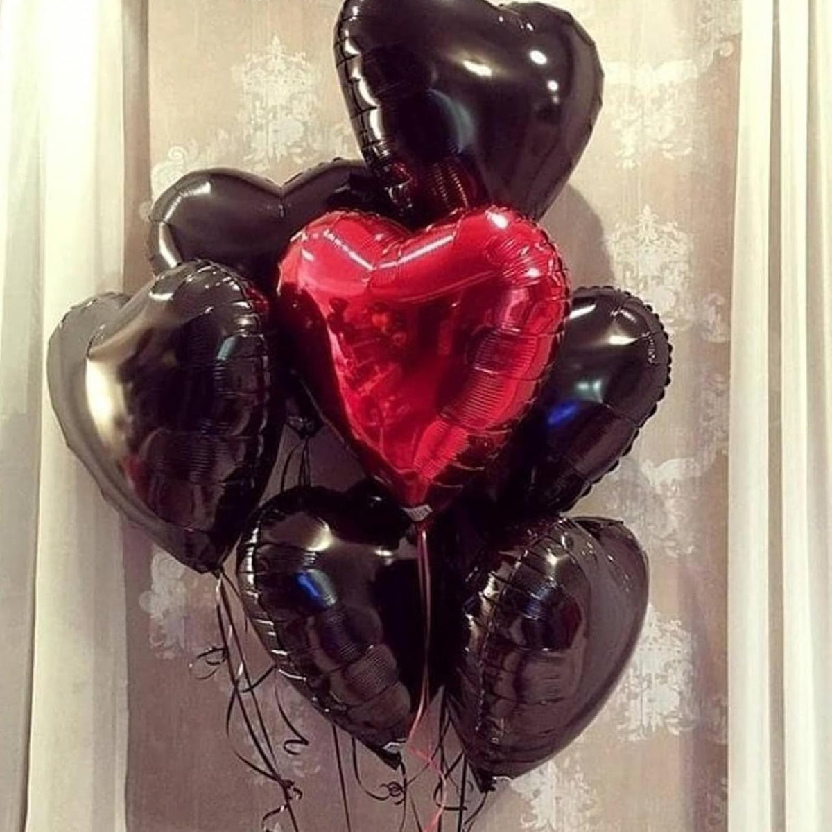 Red Black Heart Balloons, 18 Inch Red and Black Heart Shape Balloon, 12PCS Black Red Helium Foil