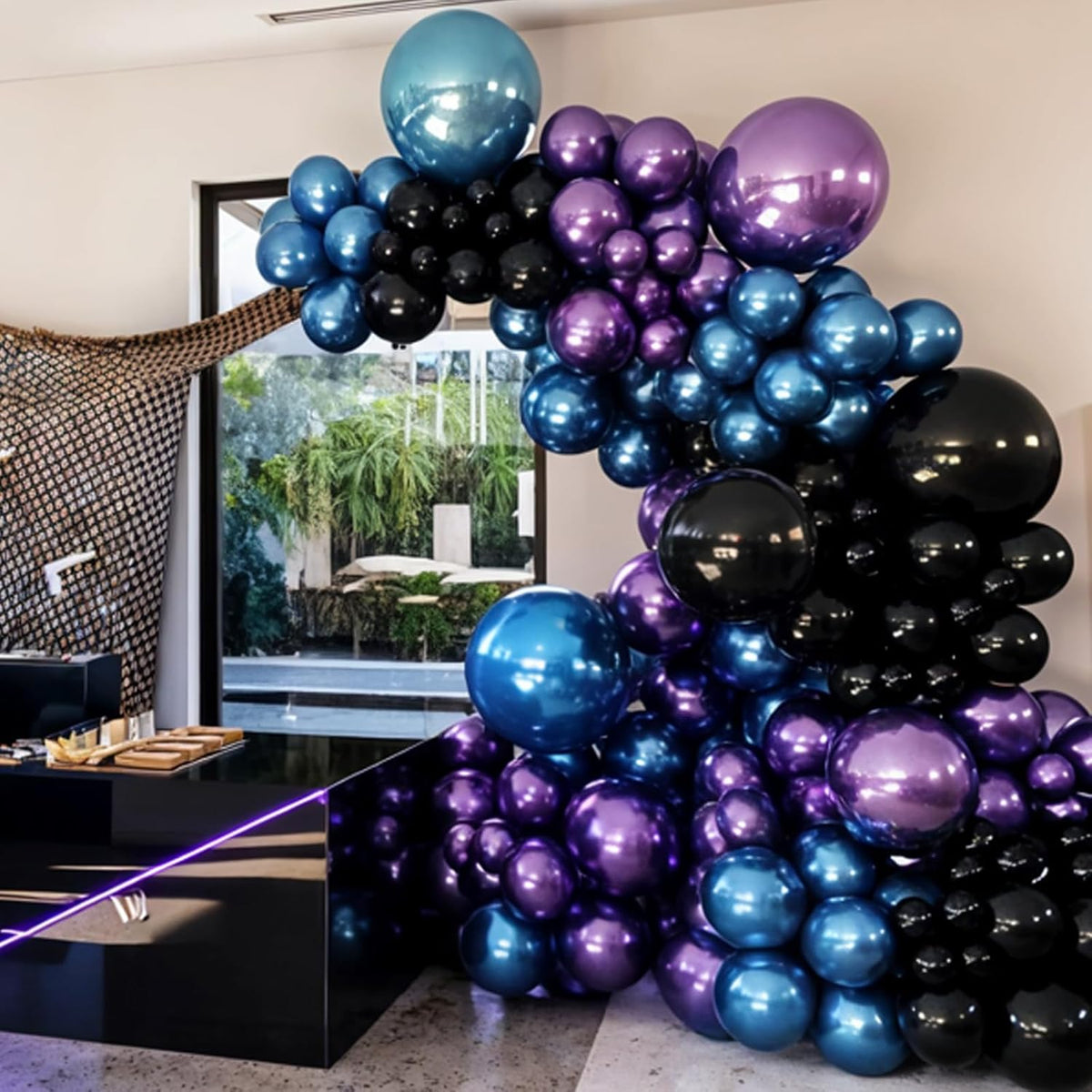Black Purple Blue Balloons, 50pcs Metallic Blue Purple Teal Balloons Confetti Balloon For Boys Men
