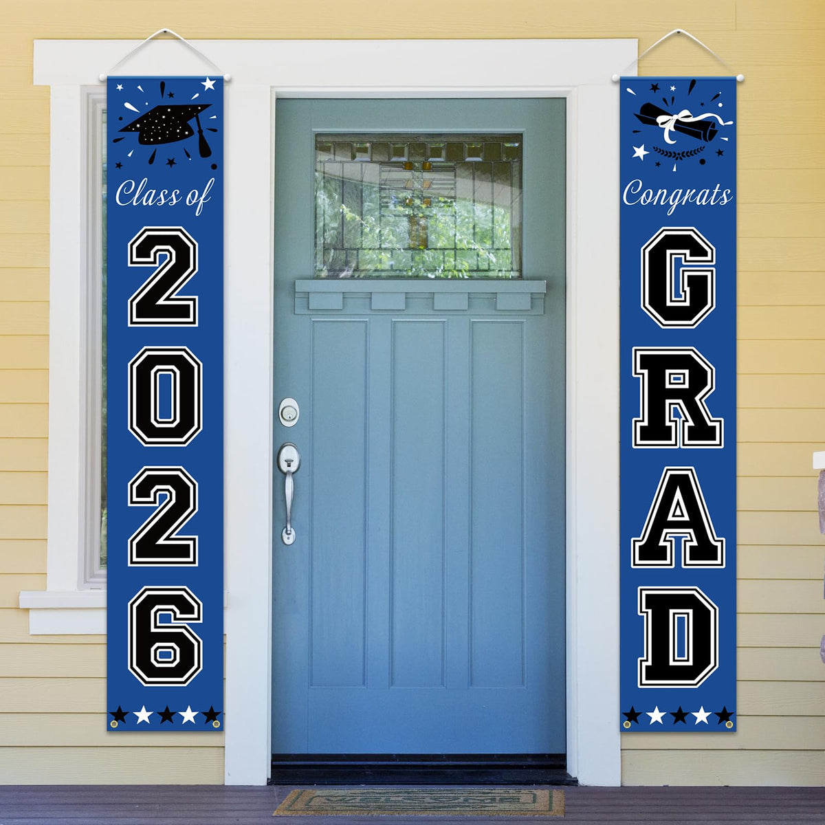 DAZONGE 2026 Graduation Decorations Blue, Congrats Grad Porch Banner for Any Schools or Grades 2026
