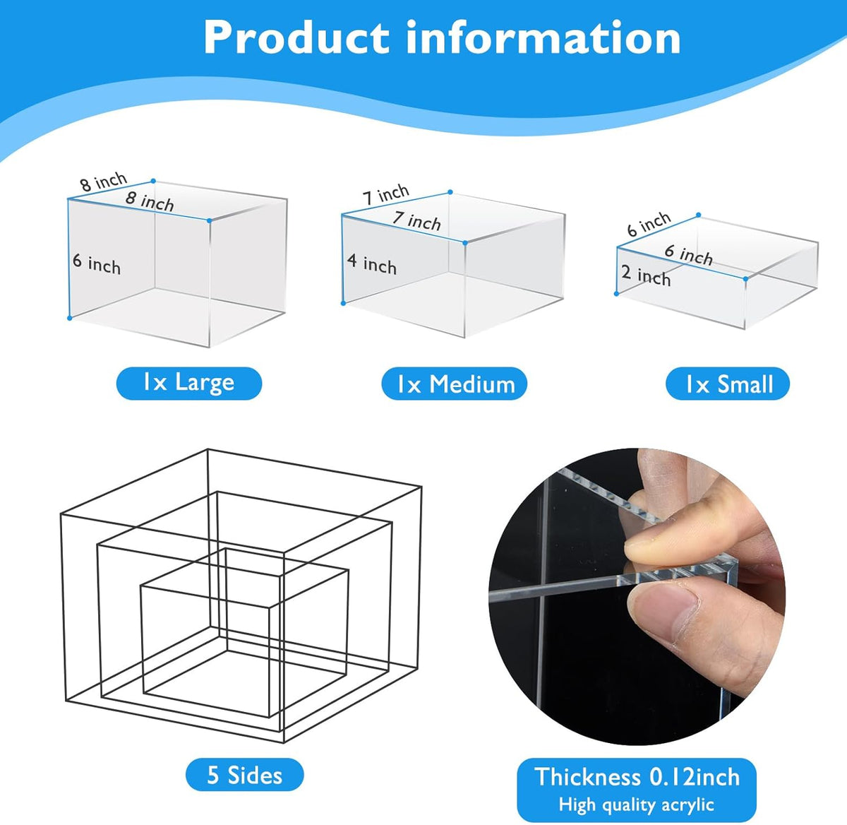 6Pcs Clear Buffet Risers Acrylic Boxes Display Food Risers for Buffet Table Platter Parties