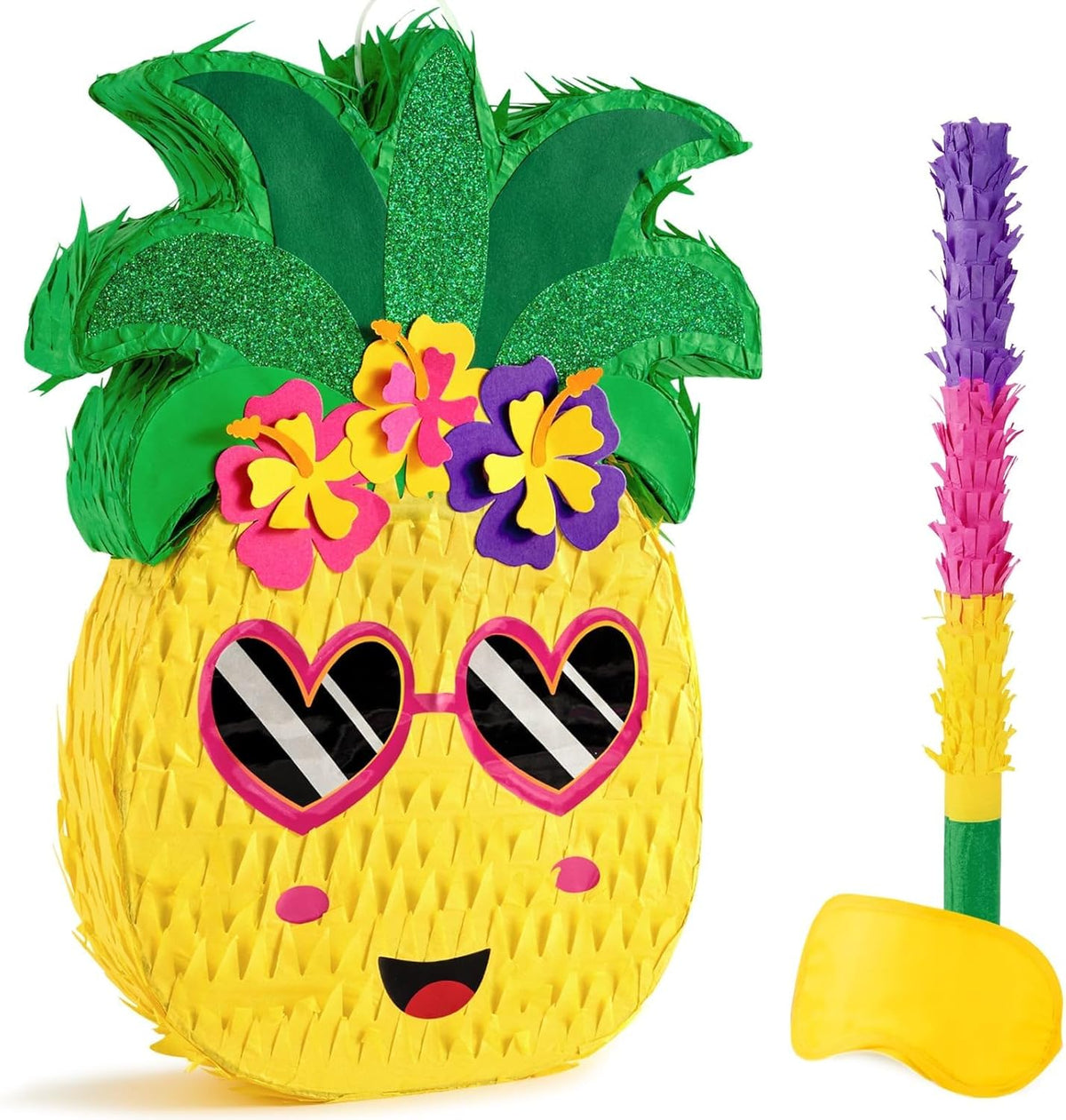 WERNNSAI Pineapple Piñata - Luau Party Piñata Game with Blindfold and Bat for Girls Boys Kids for