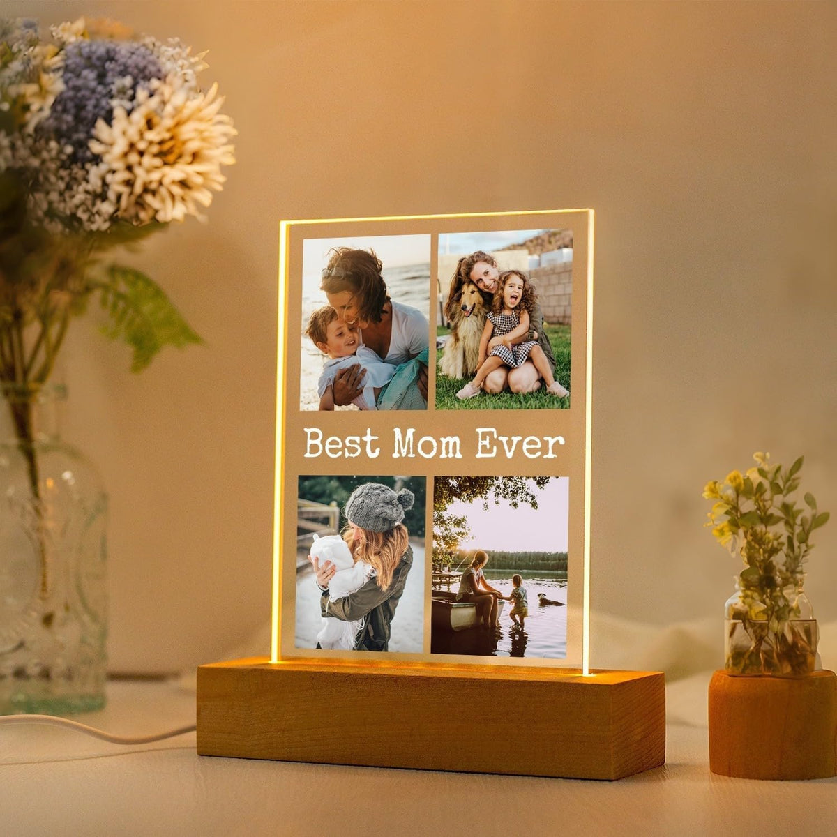 Custom Picture Frames with Photo, Personalized Photo Frame with Night Light, Customized Picture