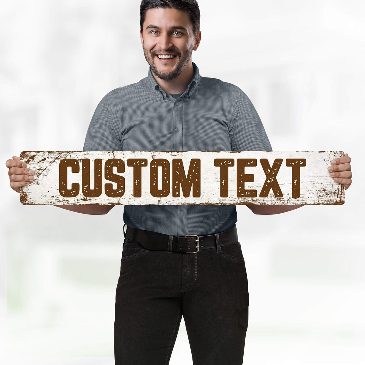 Custom Sign, Custom Street Sign, 11 Font Colors, 13 Font Styles, 4 Hole Options, 22 Sizes, 6x36