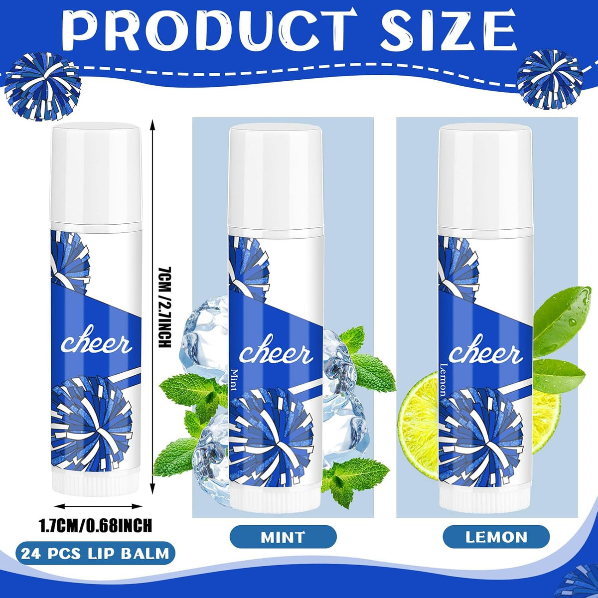 24 Pcs Cheer Lip Balm Cheer Teams Camp Gifts Pom Pom Leaders Party Favors Gear Lip Balm Mom Gift