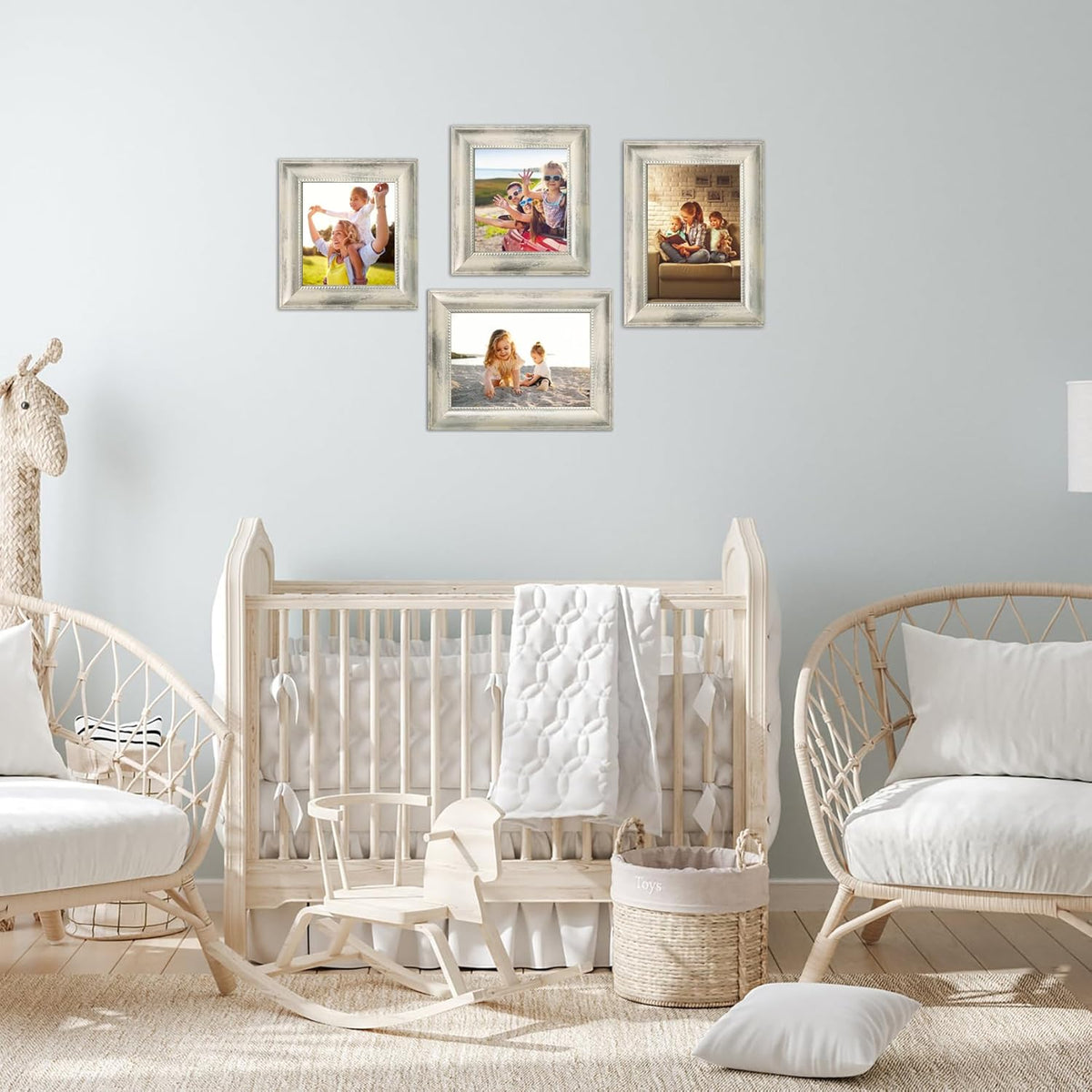 5x7 Picture Frames Set of 4- Rustic Retro Photo Frame with Real Glass Wall Mount and Tabletop
