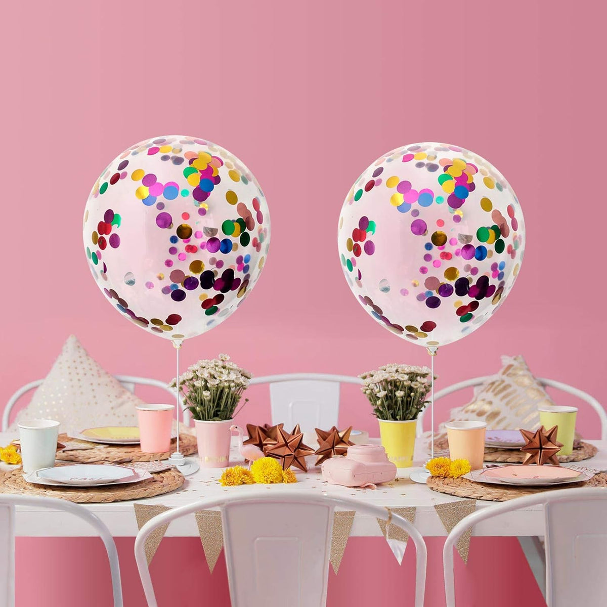 Confetti Balloons 40pack, 12inch Transparent Party Balloons with Colorful Confetti for Graduation
