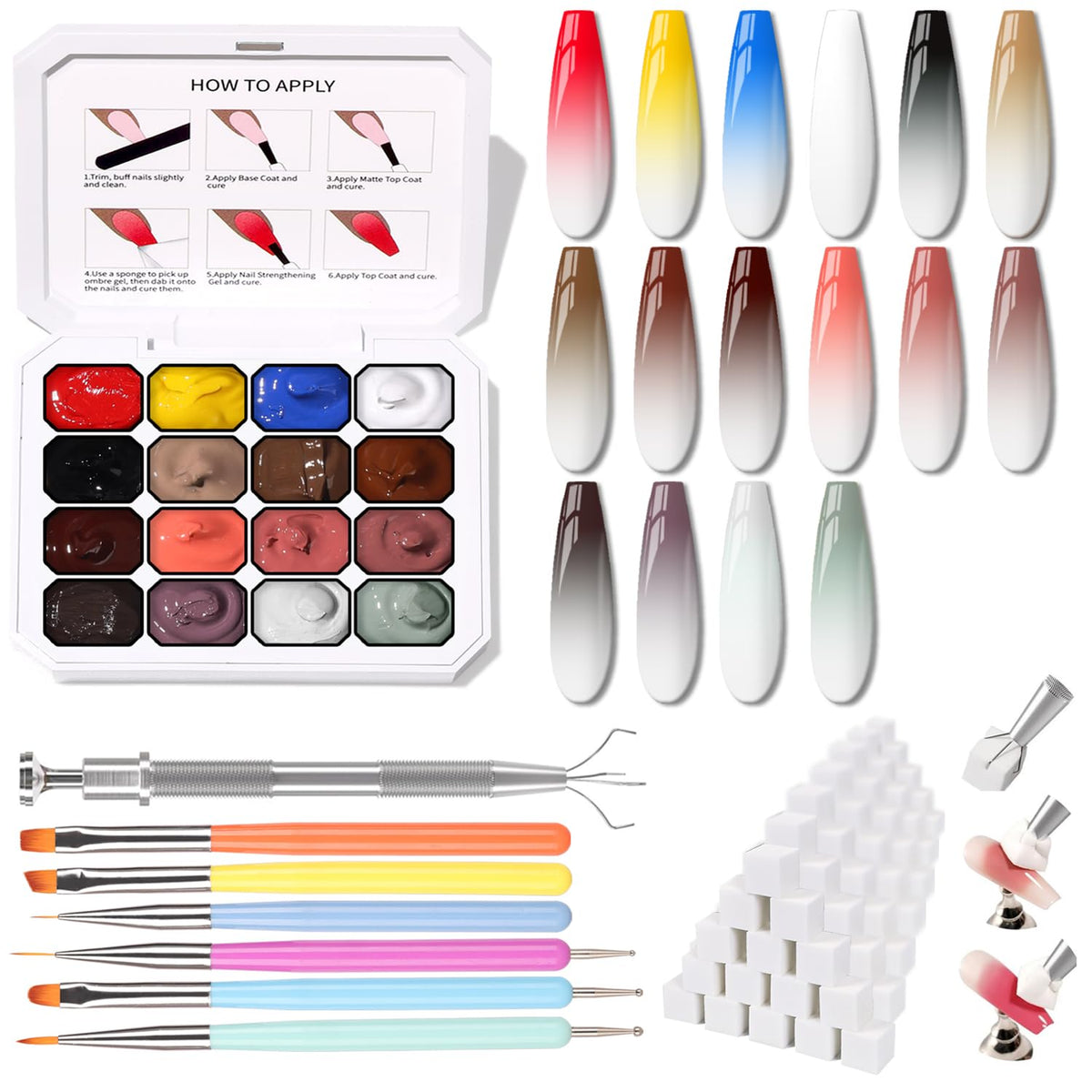 Sponge Pat Paint Nail Gel, Ombre Nails Gradient Gel Nail Blush Blooming Aura Nails Drawing Stripper