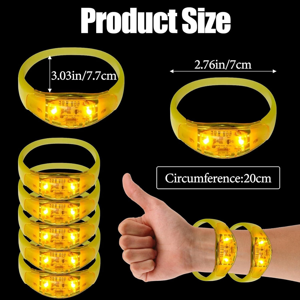 100 Pcs LED Bracelets Sound Activated with Flashing LED Strobe Music Control Light Up Bracelets for