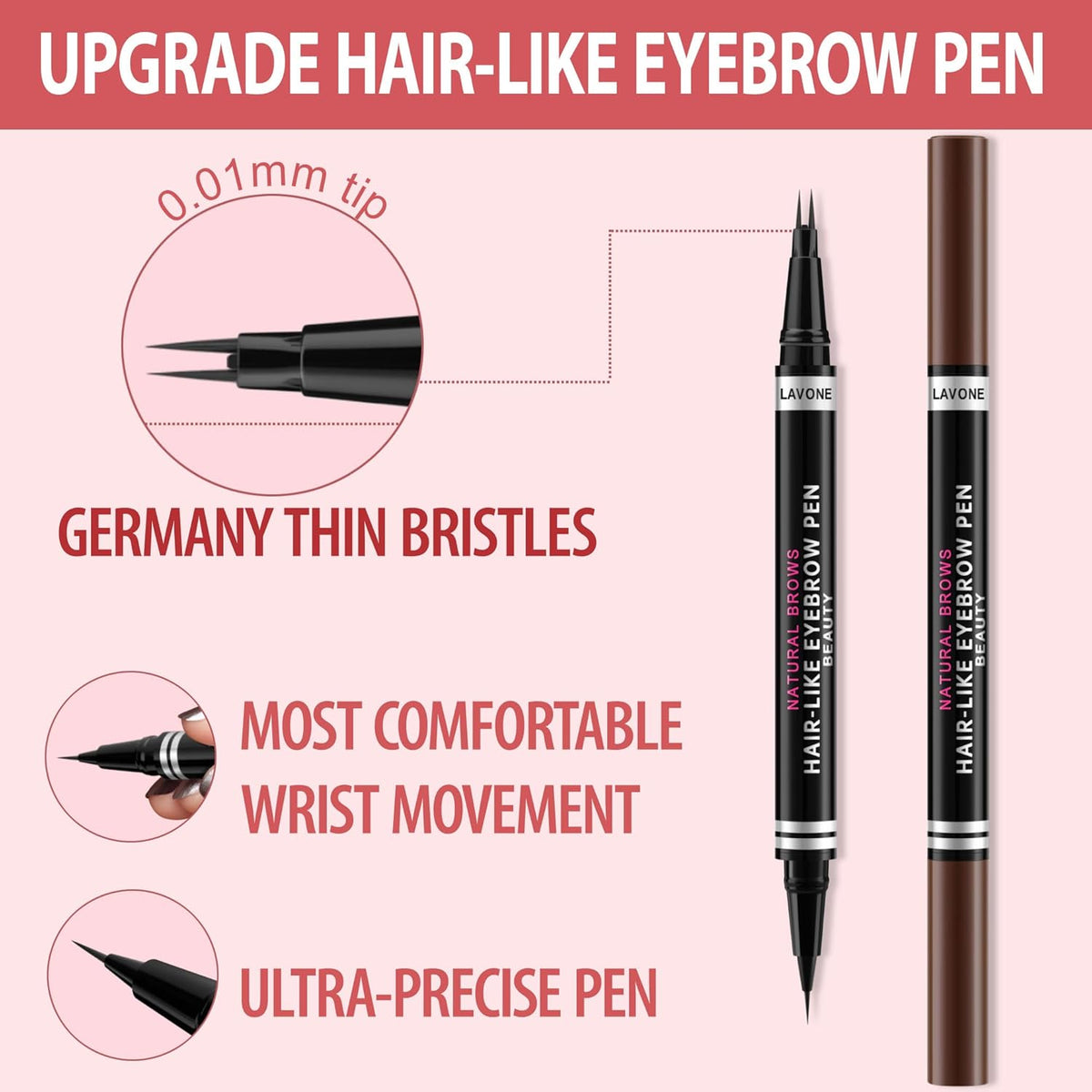 Eyebrow Pencil, 2-in-1 Waterproof Eyebrow Pen, with 2 Tip Microblading Eyebrow Pencil and