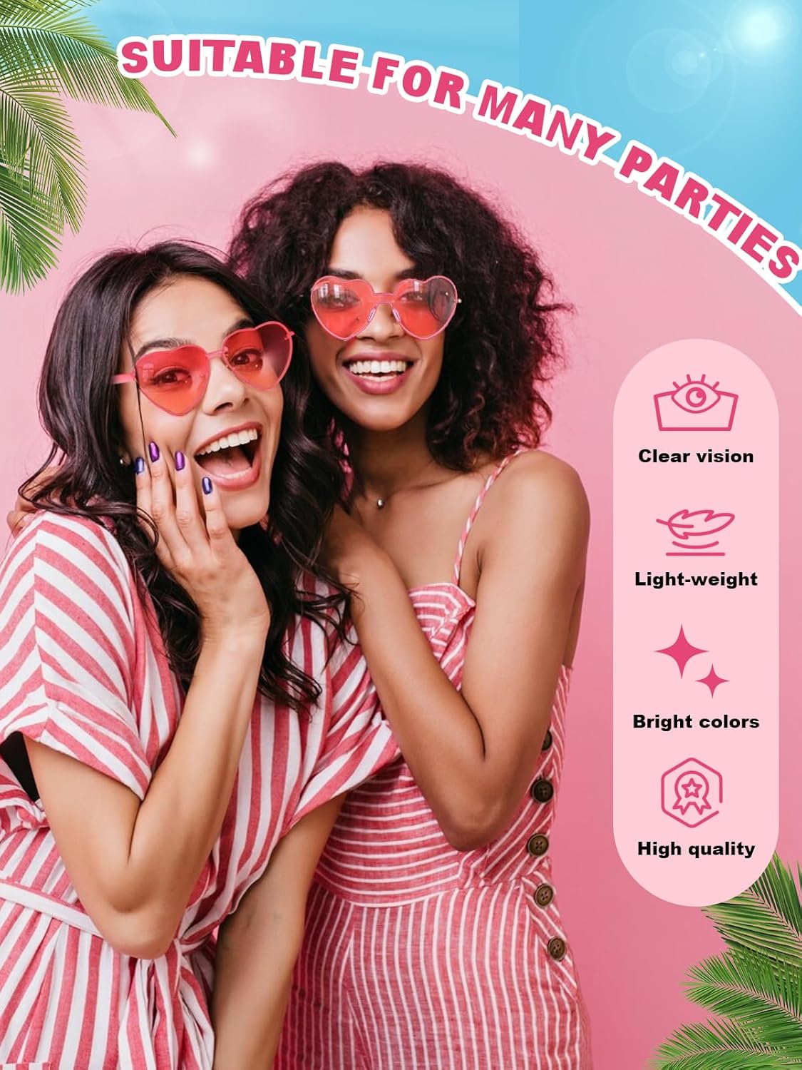 12 Pairs Heart Shaped Sunglasses for Women Colorful Glasses Fun Trendy Transparent Heart Sunglasses