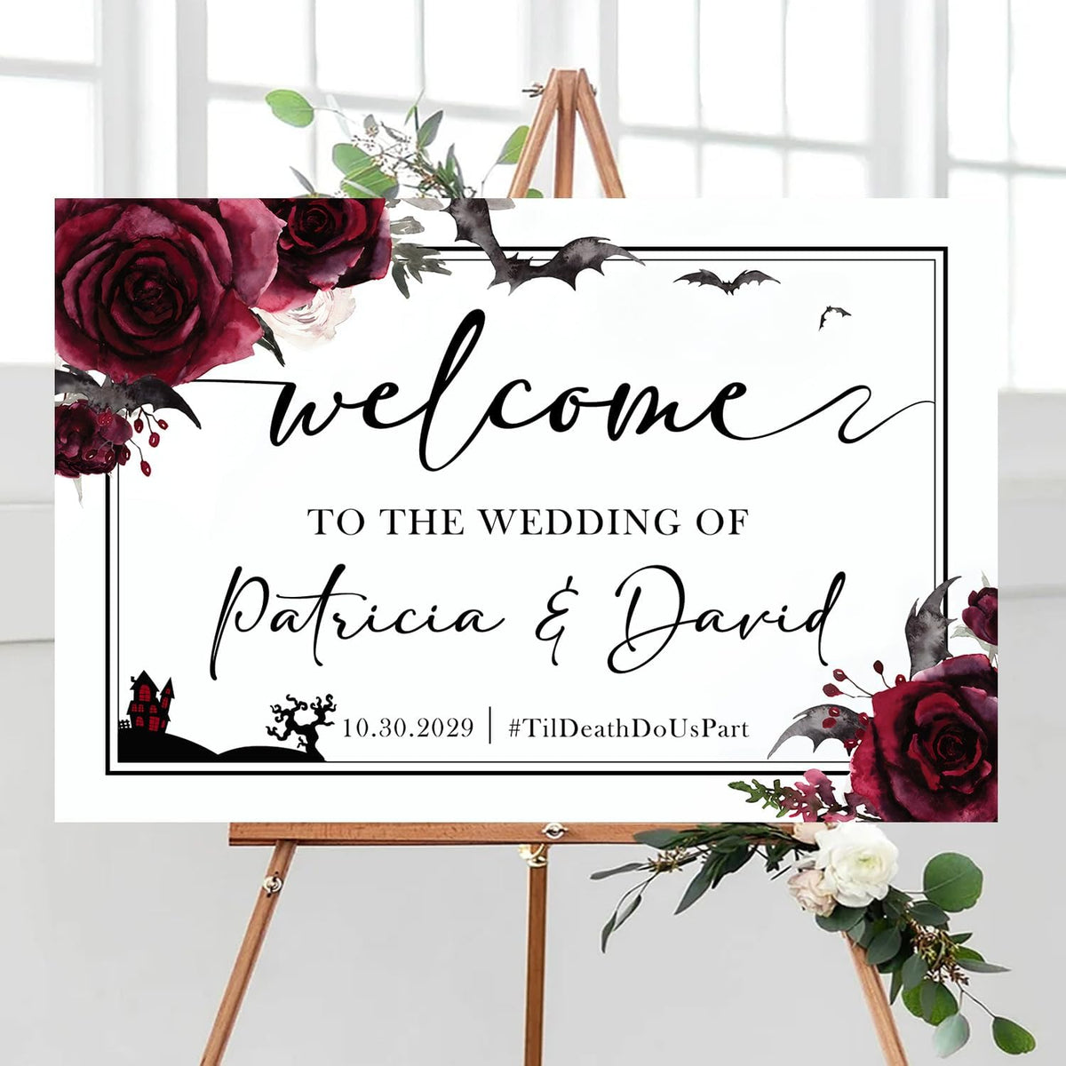 Wedding Sign Halloween Wedding, Welcome To Our Wedding Sign, Til Death Do Us Part Welcome Sign