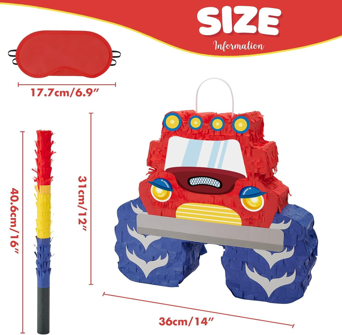 WERNNSAI Truck Piñata - Monster Truck Piñata Bundle with Blindfold and Bat for Boys Kids Piñata