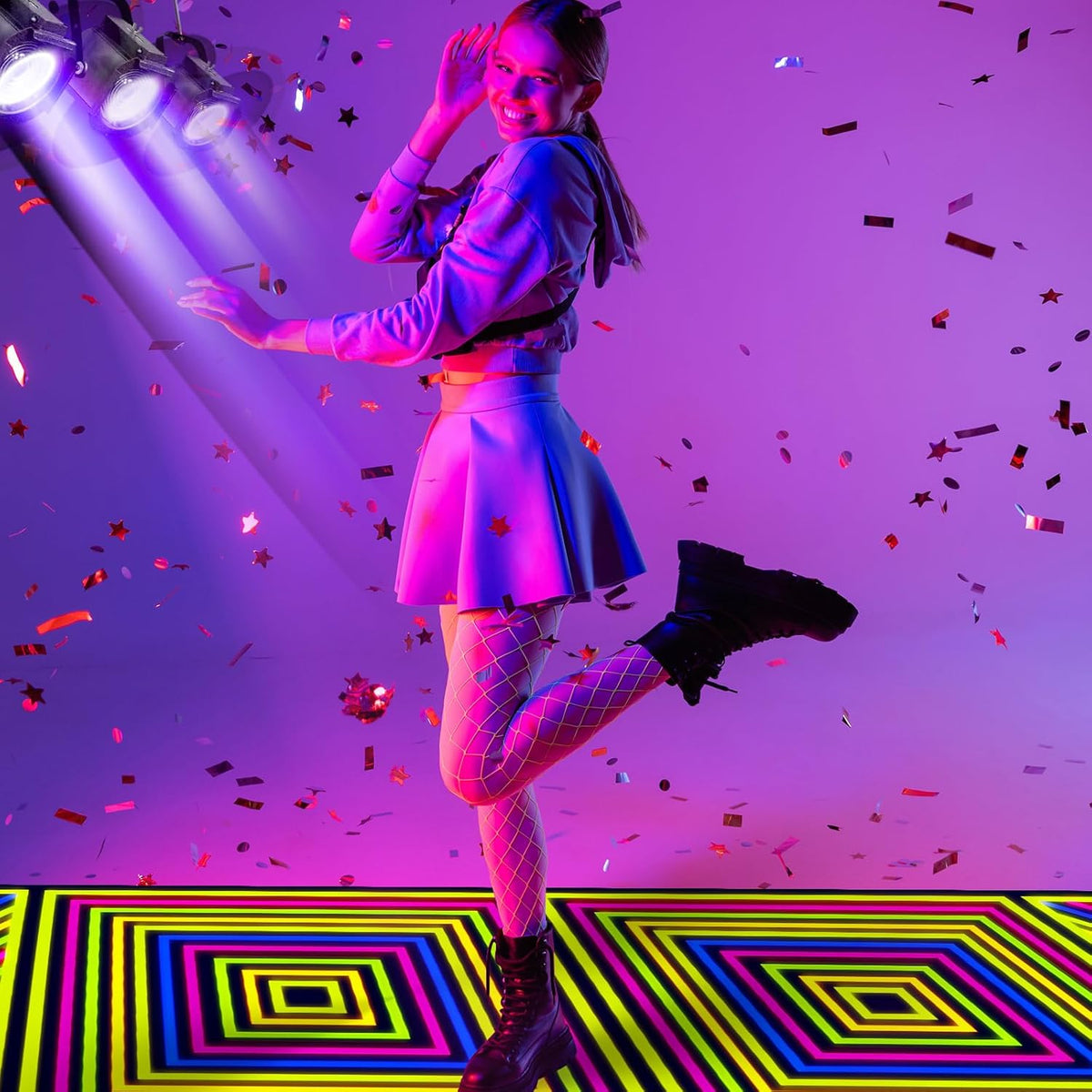 Haull 118 x 39 Inch Neon Light up Dance Floor Glow in The Dark Runner UV Reactive Blacklight Floor