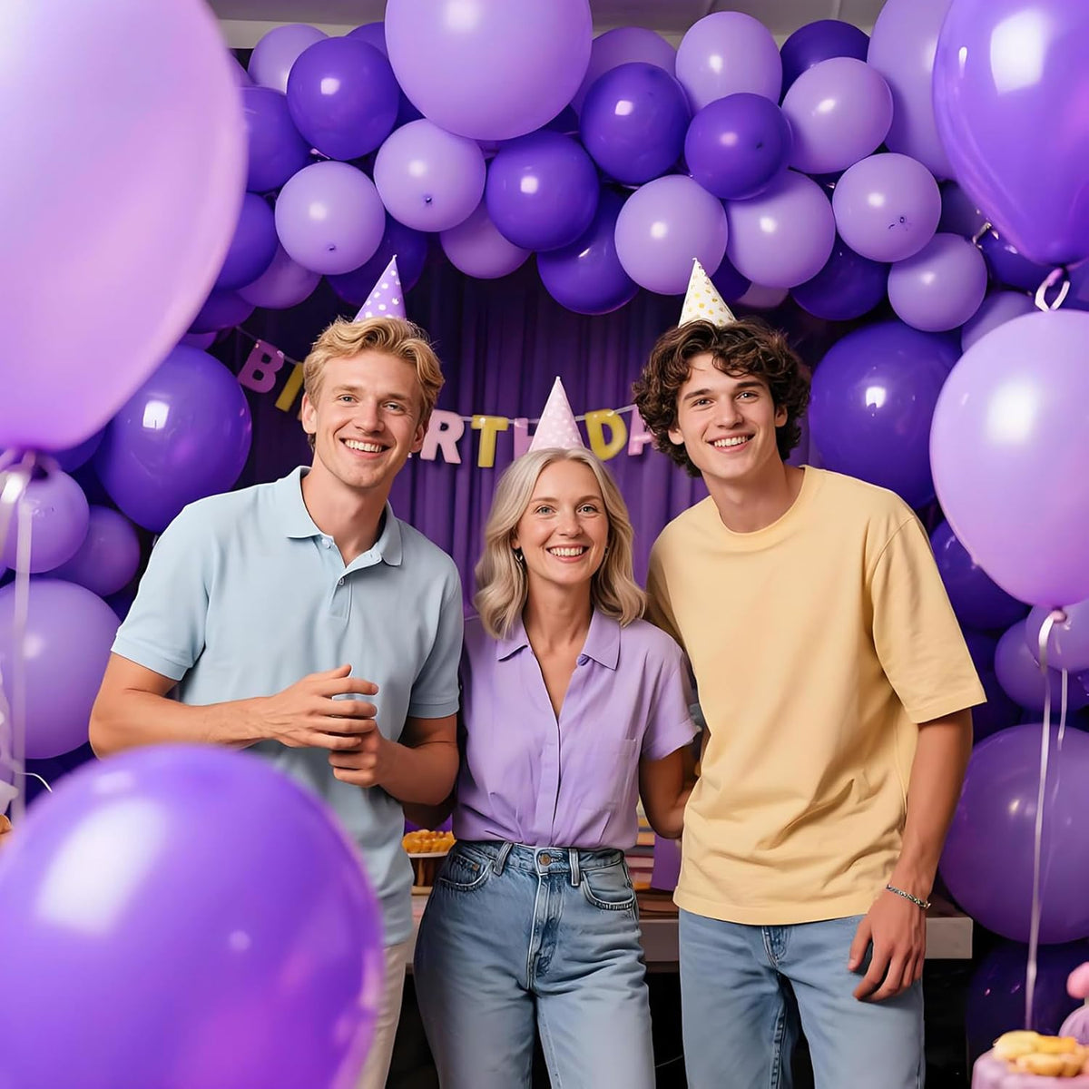 KAWKALSH Purple Latex Party Balloons, 110 Pack 12 inch Round Helium Balloons for Wedding Graduation