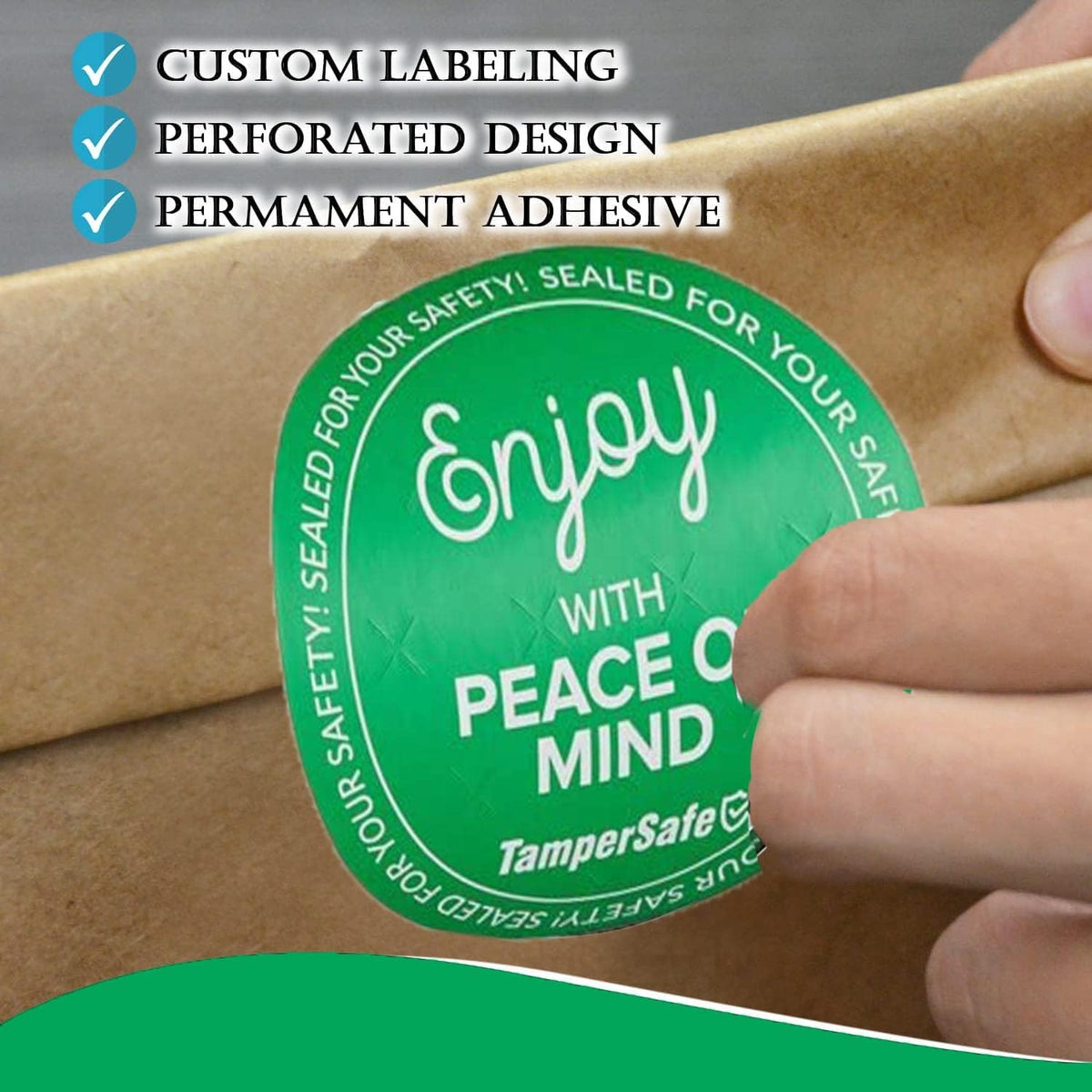Angel's Peel Lounge Tamper Proof Stickers Roll — Tamper Evident Stickers for Delivery Food Safety