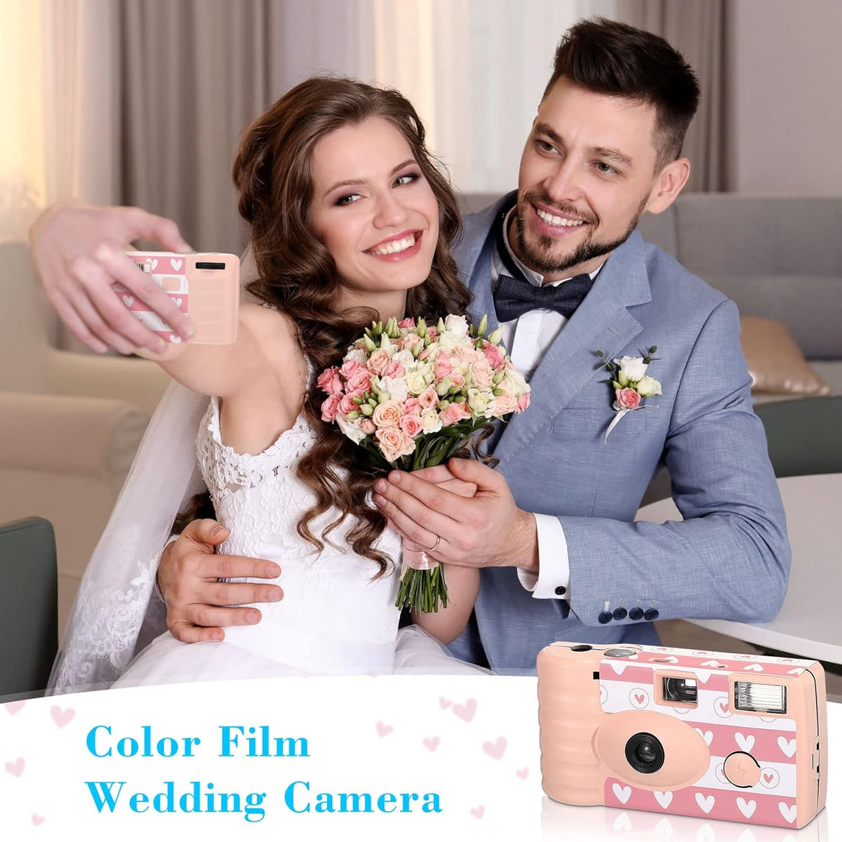 3 Pack Disposable Camera for Wedding Simple Use Color Film Camera with Flash Disposable Cameras One