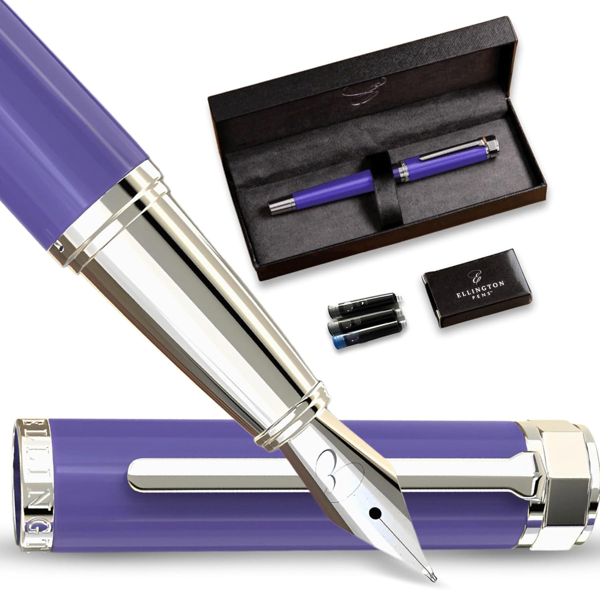 Ellington Pens Luxury Fountain Pen Set- Fountain Pens for Writing - Smooth Medium Nib - Includes