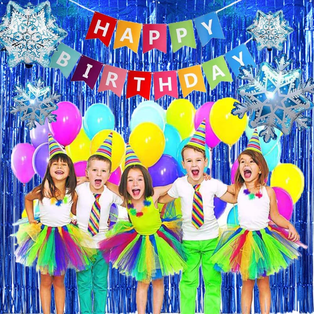 TONIFUL 3Pcs Laser Blue Door Streamers, Photo Booth Backdrop Metallic Streamers Foil Fringe