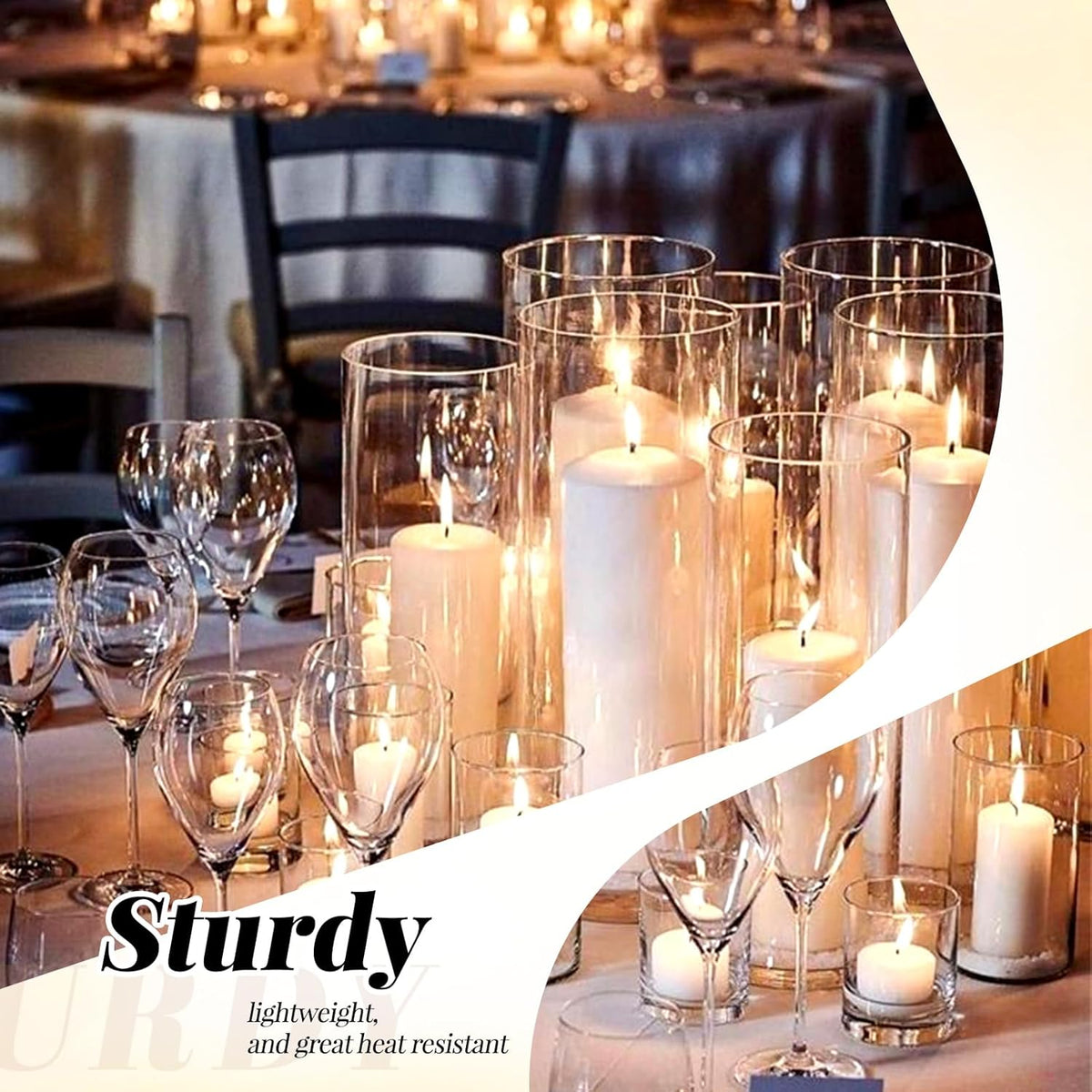 12Pack Glass Cylinder Vases for Centerpieces - 8 Inch Tall Flower Vase for Wedding Decorations