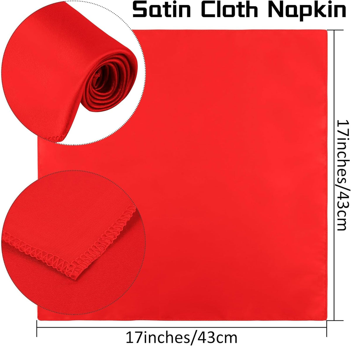 Aneco 12 Pieces Christmas Satin Napkins Soft Dinner Napkins Square Weddings Table Napkins 17 x 17