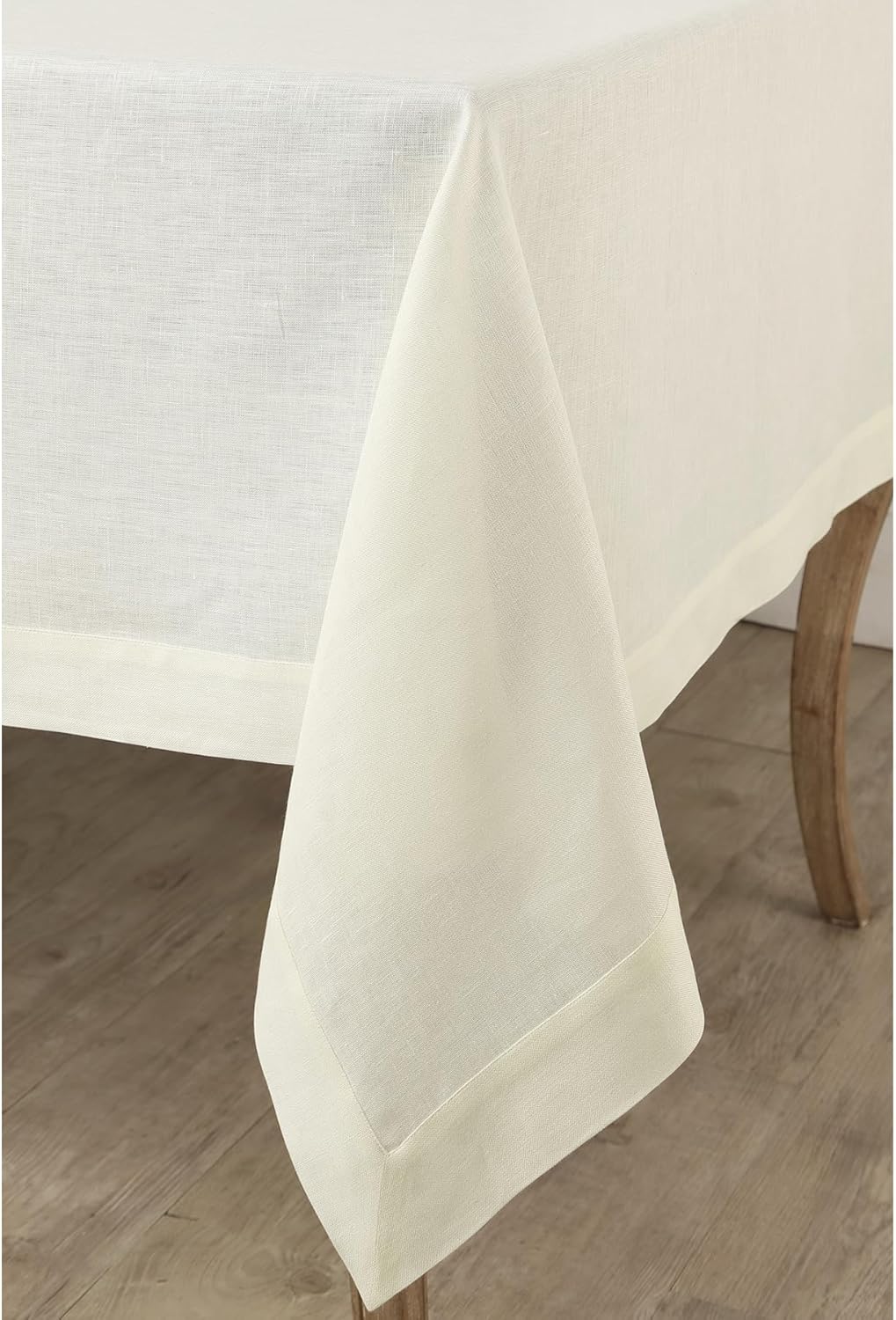 Solino Home Ivory Linen Tablecloth 54 x 72 Inch - 100% Pure Linen Table Cloth for Rectangle Tables