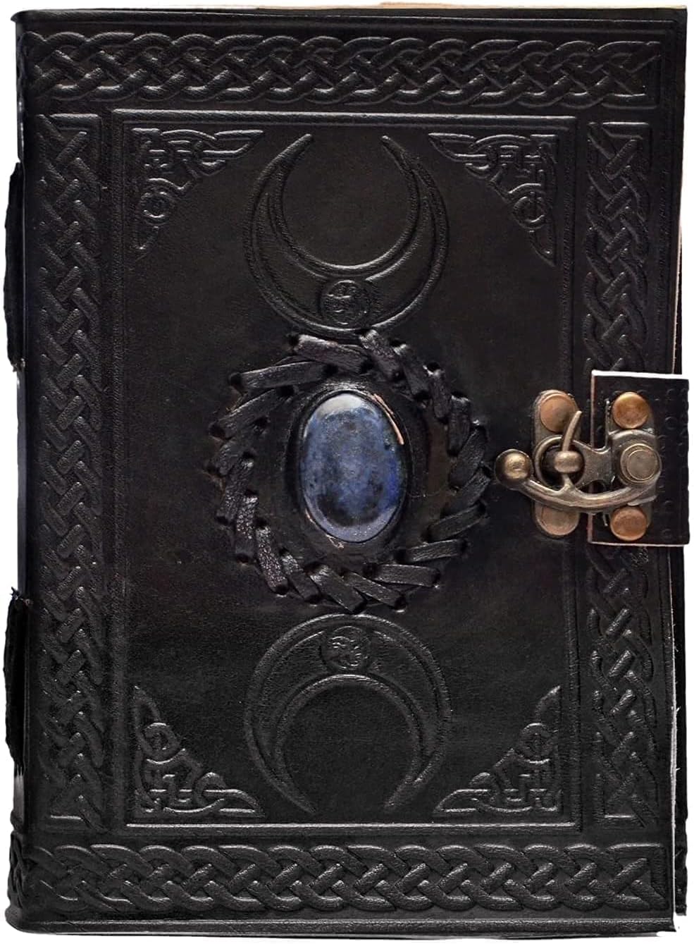 cuero 3 Moon Blue Lapiz Embossed Vintage Leather Journal for Men & Women - 176 Pages, Antique