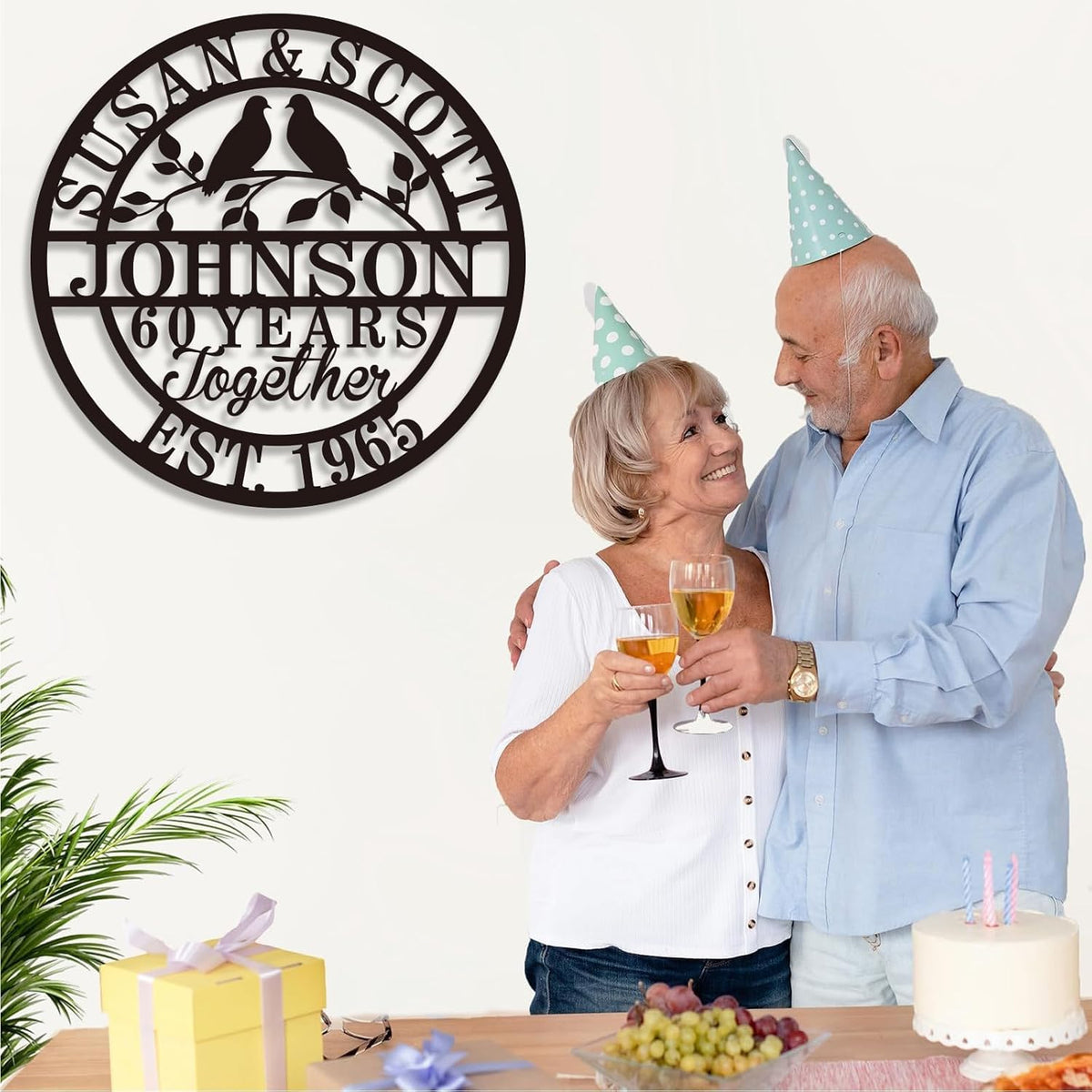 Personalized Wedding Anniversary Sign Gifts, Custom 50th 40th 65th 60th 25th 70th Anniversary Metal