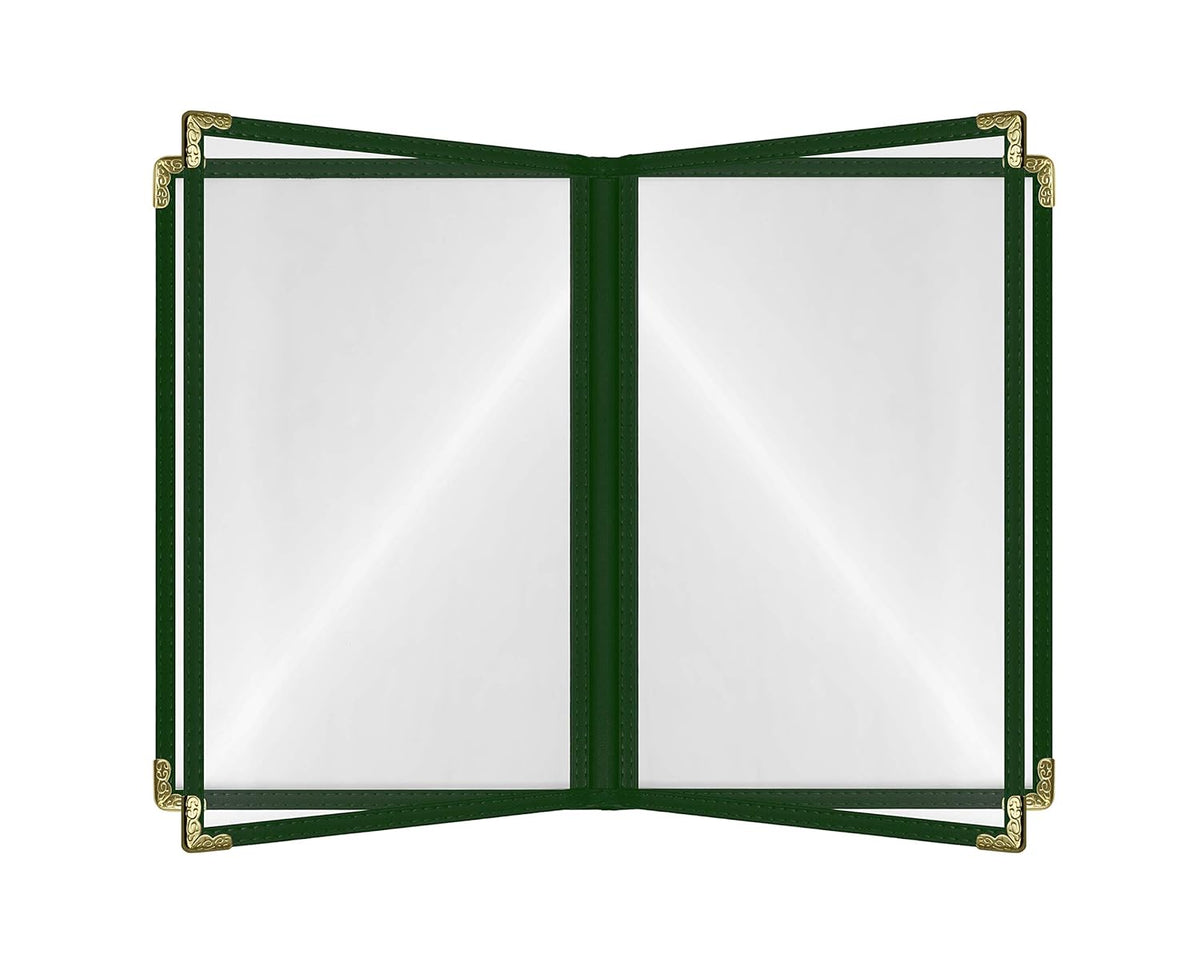 Goodsmart Restaurant Menu Covers – 25 Pack Green 4-Page/8-View 8.5" x 11", Side-Loading Vinyl Menu