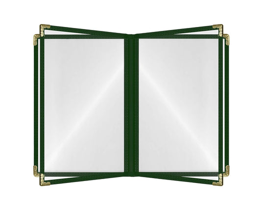 Goodsmart Restaurant Menu Covers – 25 Pack Green 4-Page/8-View 8.5" x 11", Side-Loading Vinyl Menu