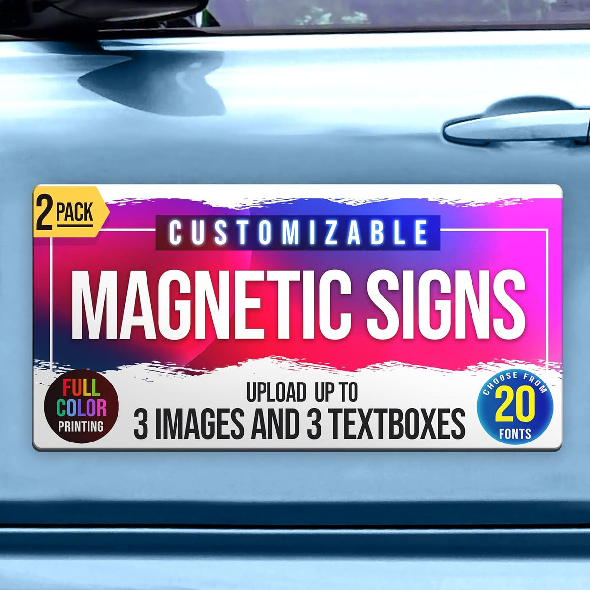 2-Pack,12"x24" Custom Magnet Signs in Full Color for Business and Advertising, 30 mil Customized