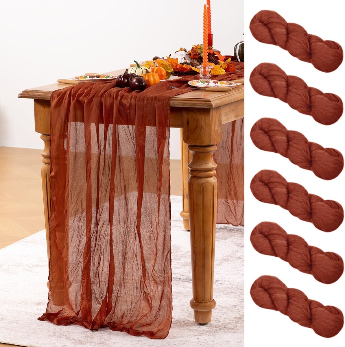 Terracotta Cheesecloth Table Runner 6 Pack Fall Burnt Orange Cheese Cloth Table Runners 120 Inches
