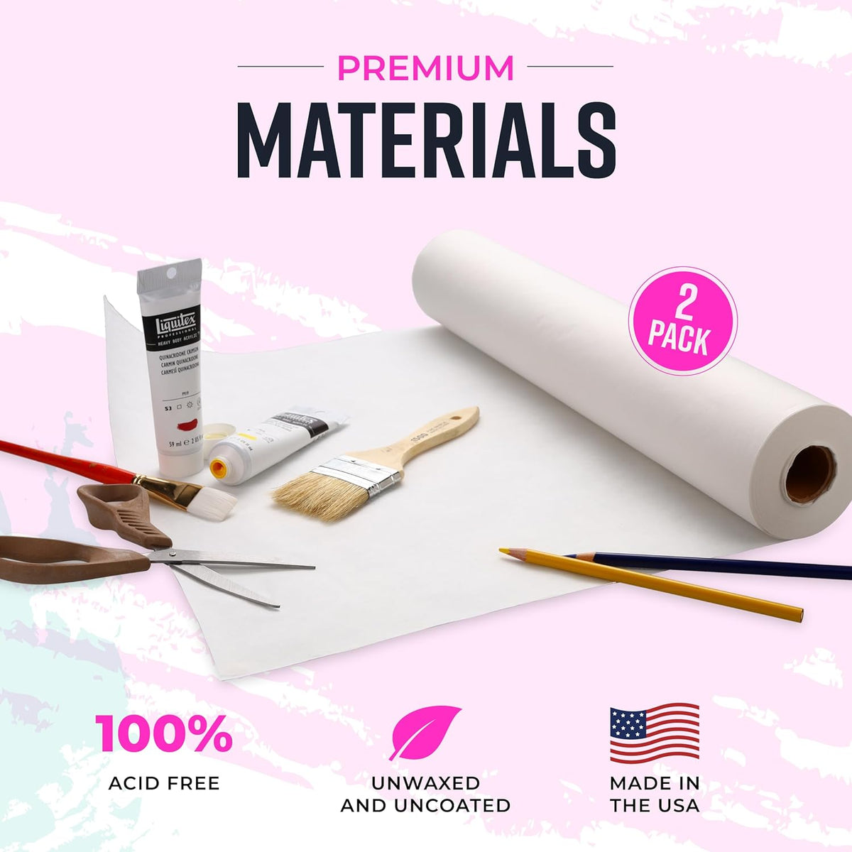 Bryco Goods Kraft Paper Roll - 18” x 75’ (900”) - Pack of 2 - White Easel Paper for Drawing